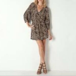 Joie Dress Silk Molly Abstract Animal Print Blouson Dress Size M